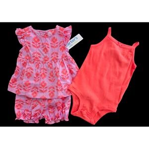 Child of Mine By Carters Baby Girl‎ Hawiian Lot of 2 Three Piece Sets 6-9mo